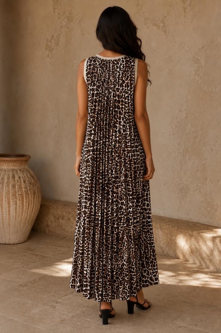 Imelda Cheetah Print Pleat Dress