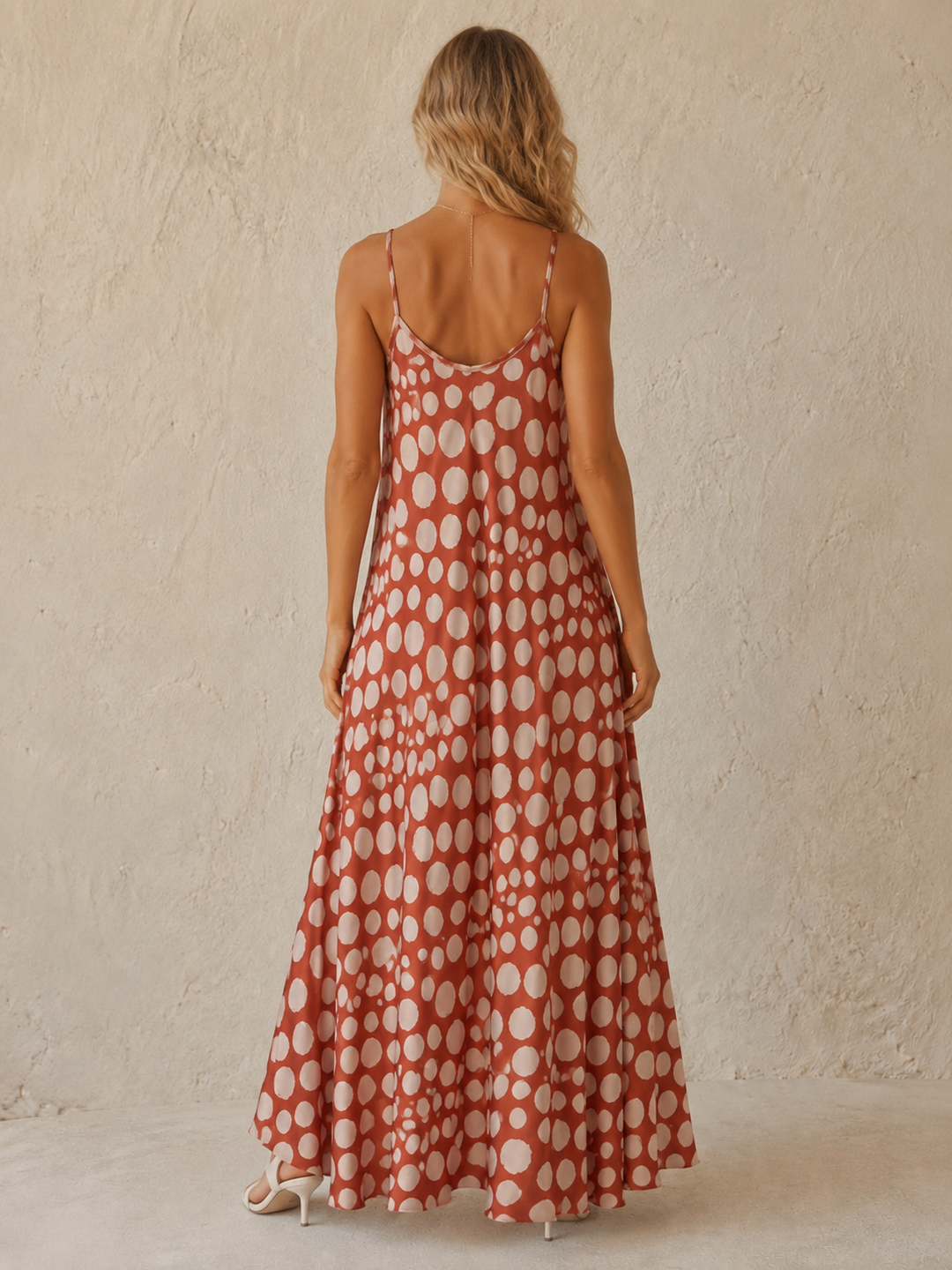Venette Polka Dot Dress Terracotta