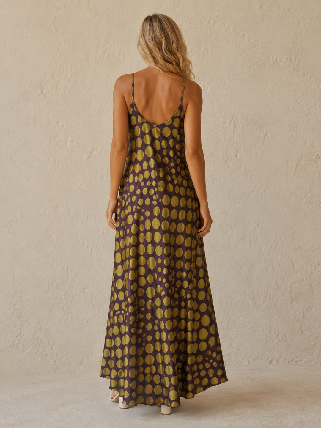 Venette Polka Dot Dress Aubergine