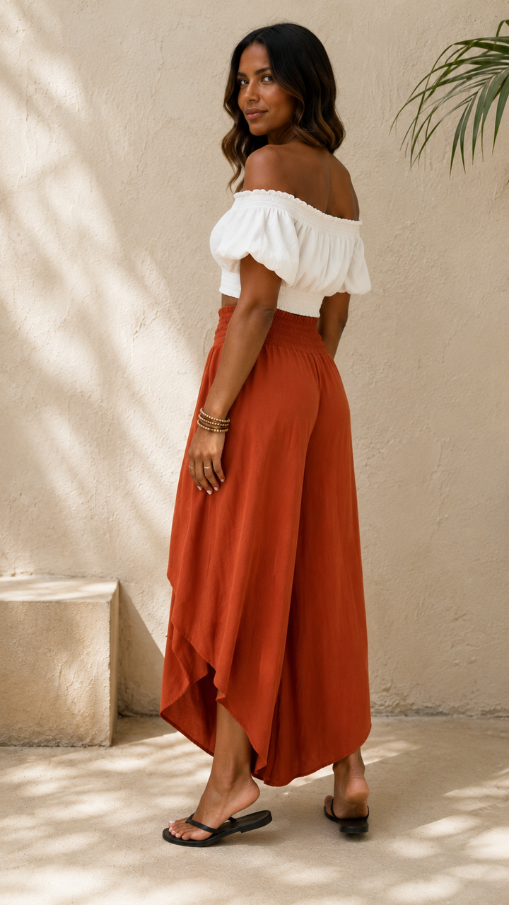 Amelita Split Barrell Leg Trousers Rust