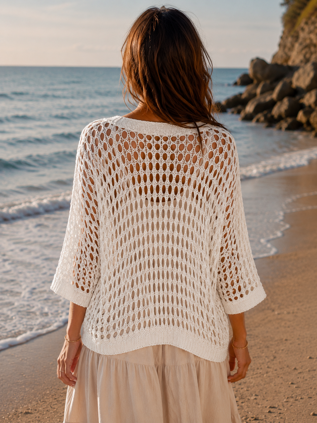 Elena Crochet Cardigan White