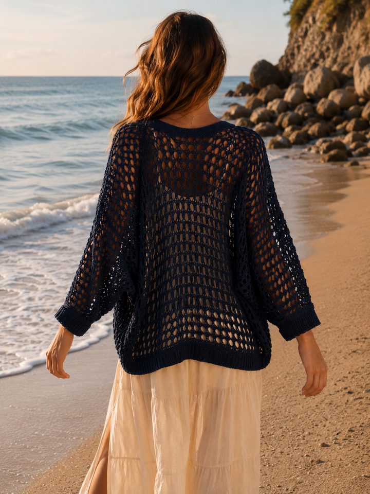 Elena Crochet Cardigan Navy