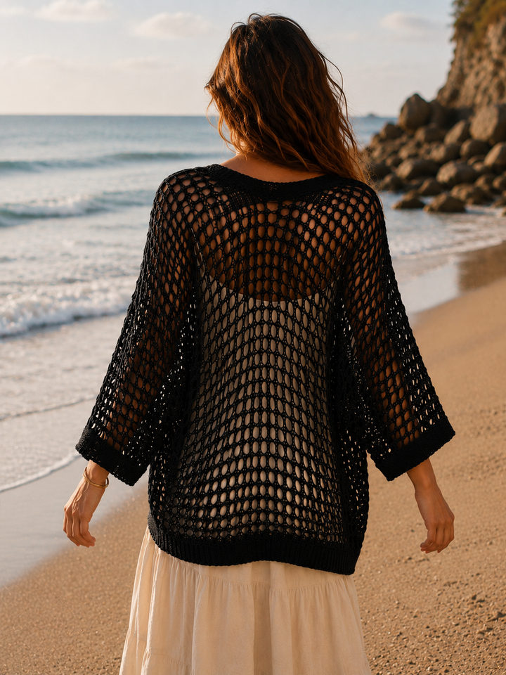 Elena Crochet Cardigan Black