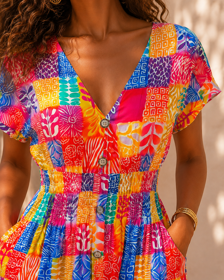 Tropical Patchwork Maxi Dress