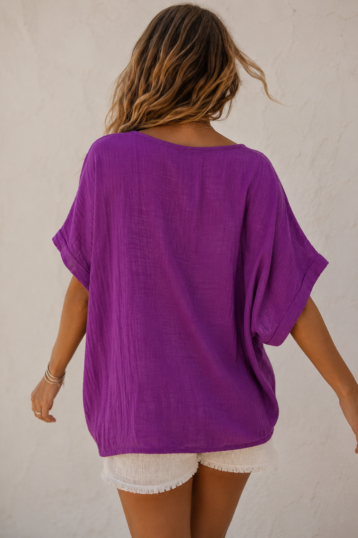 Tessa Cotton Cross Layering Top Magenta