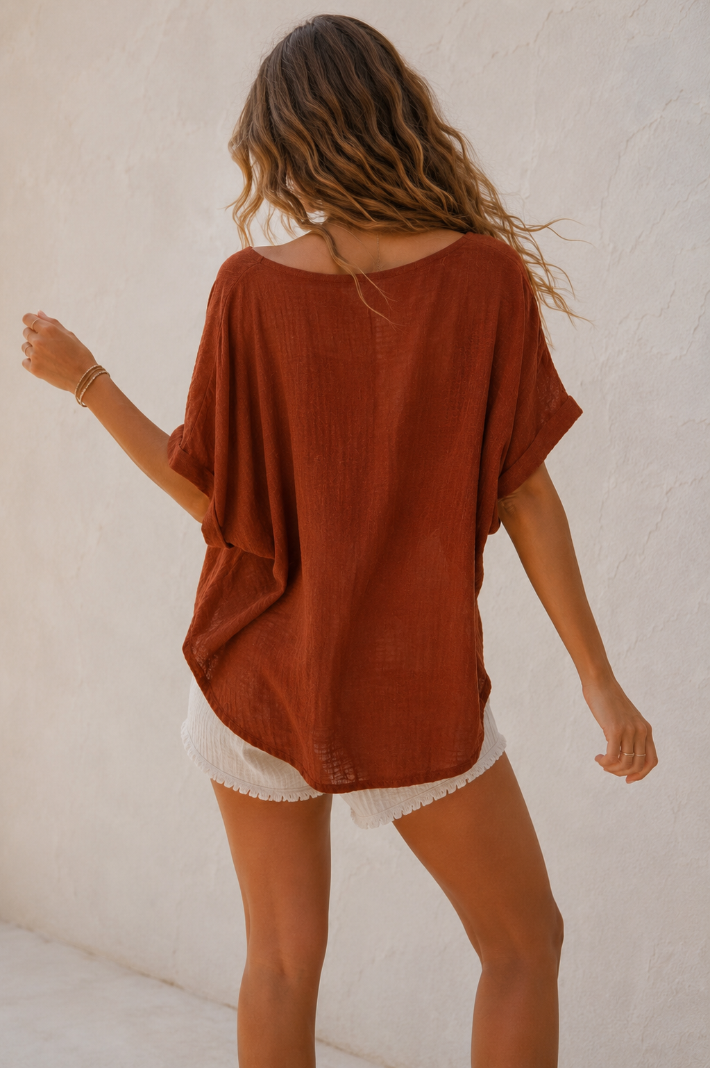Tessa Cotton Cross Layering Top Rust