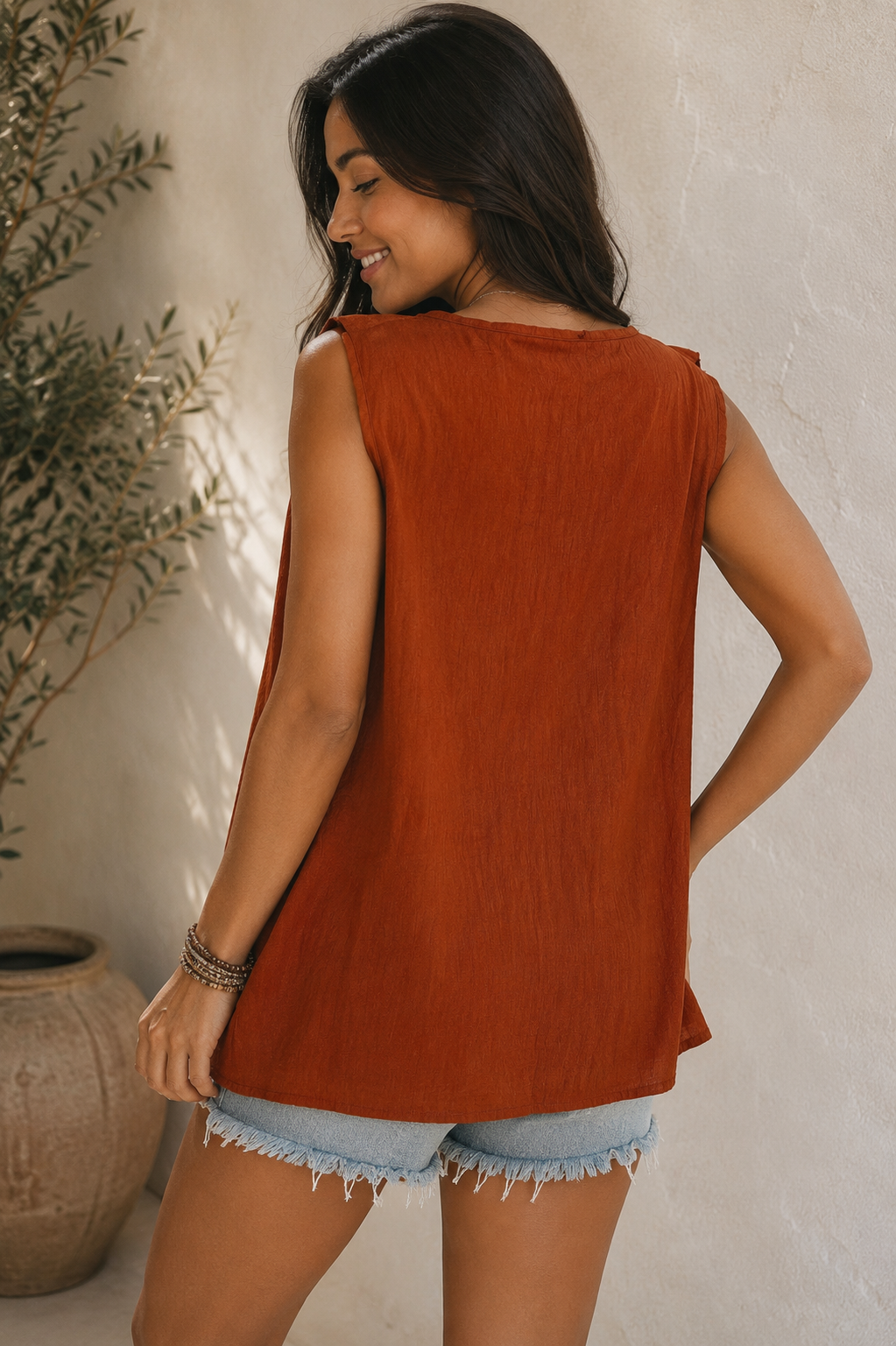 Cara Ruffle Top Rust