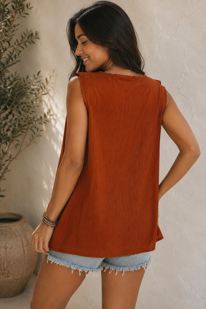 Cara Ruffle Top Rust