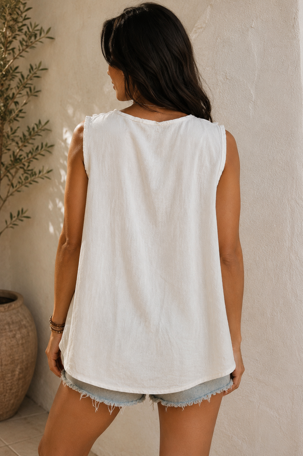 Cara Ruffle Top Cream