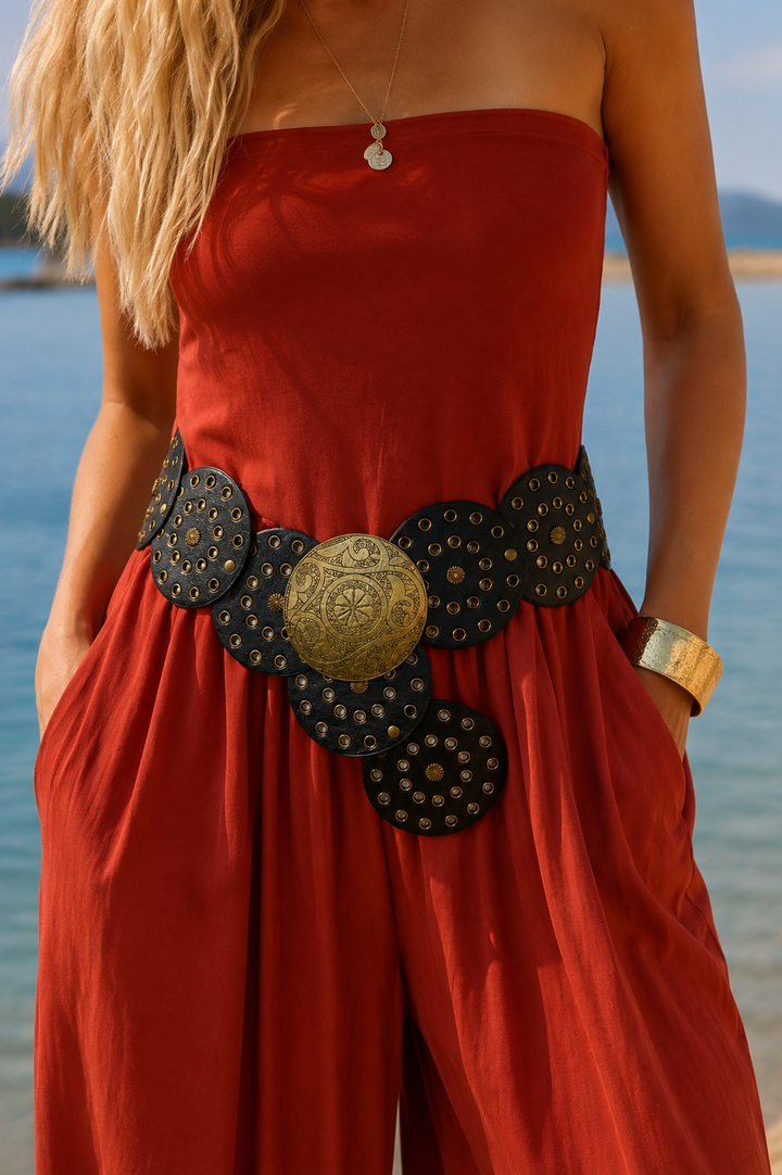 Western Stone Disc Belt Black