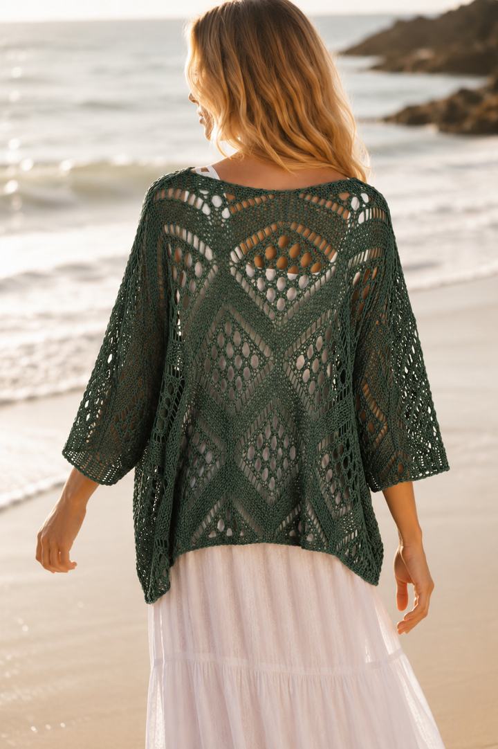 Orla Open Knit Top Khaki