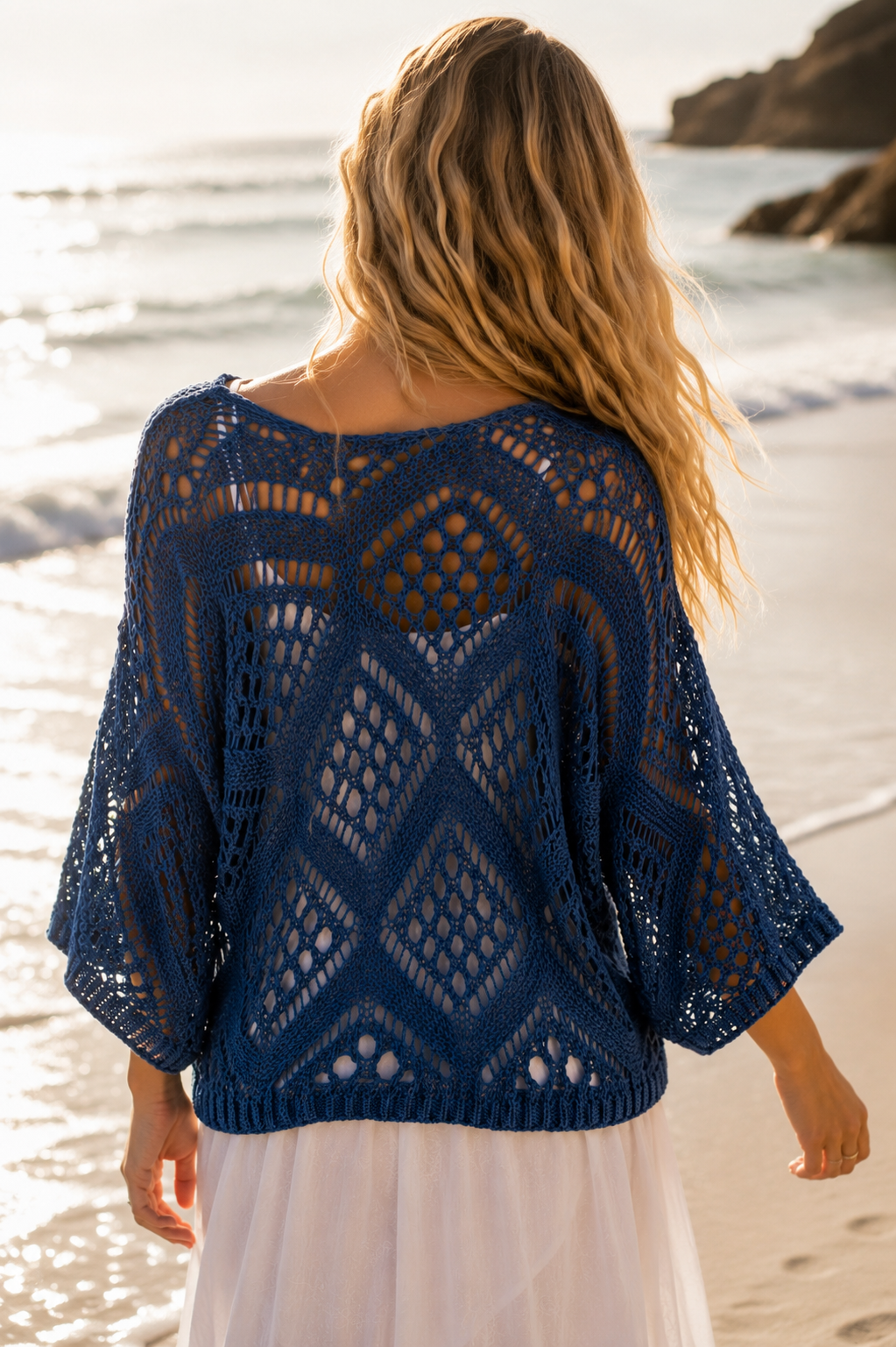 Orla Open Knit Top Navy