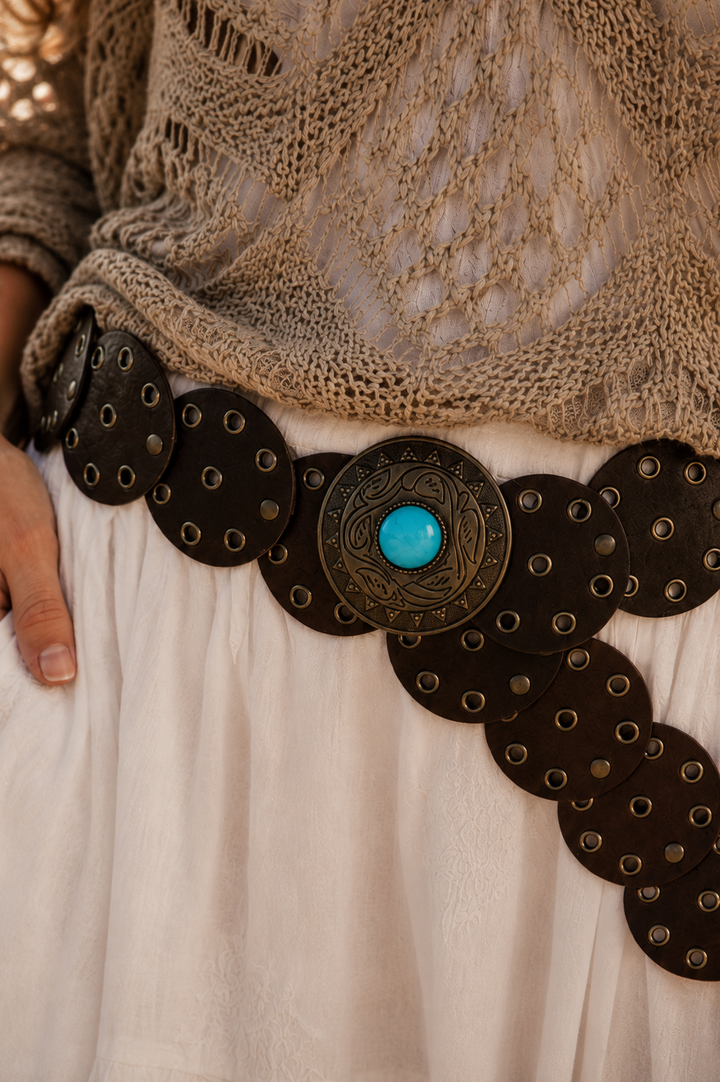 Western Stone Disc Belt Choc