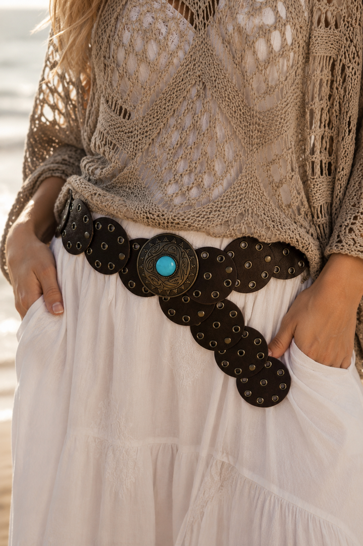 Western Stone Disc Belt Choc