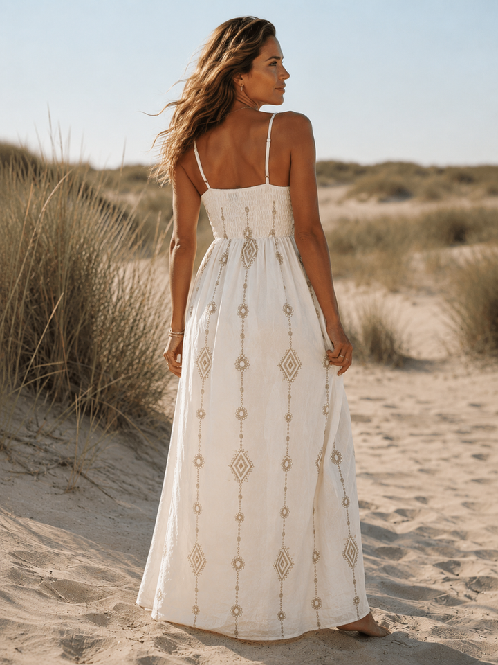 Diamond Charm Maxi Dress Cream