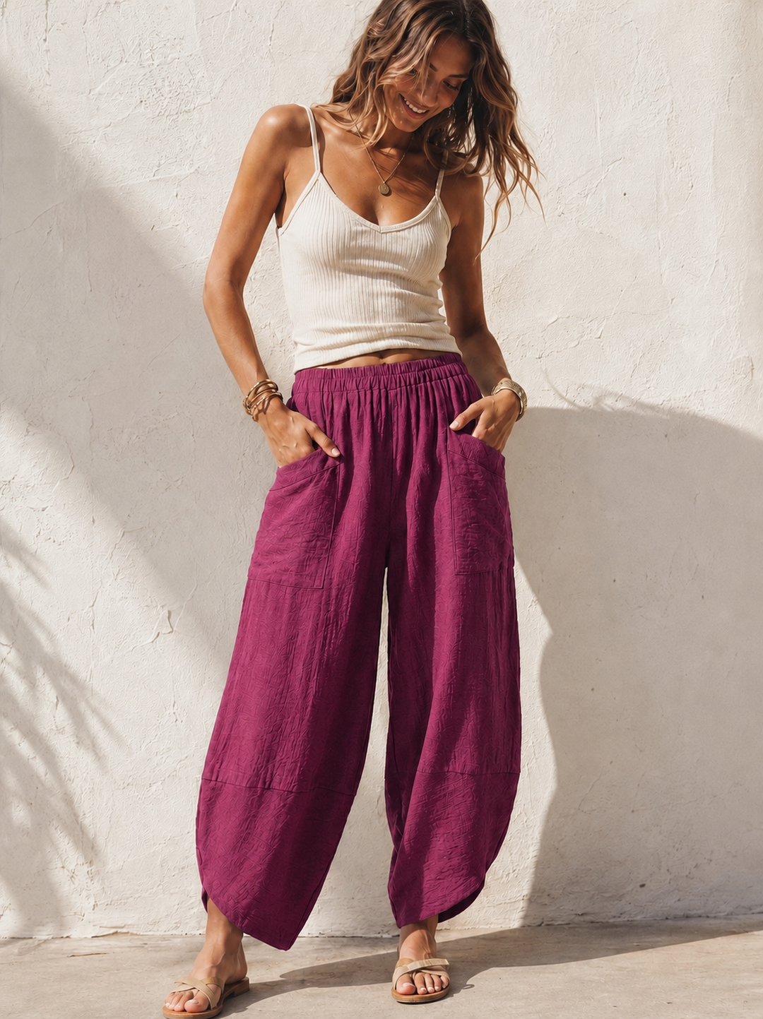 Tahlia Barrel Leg Trousers Plum