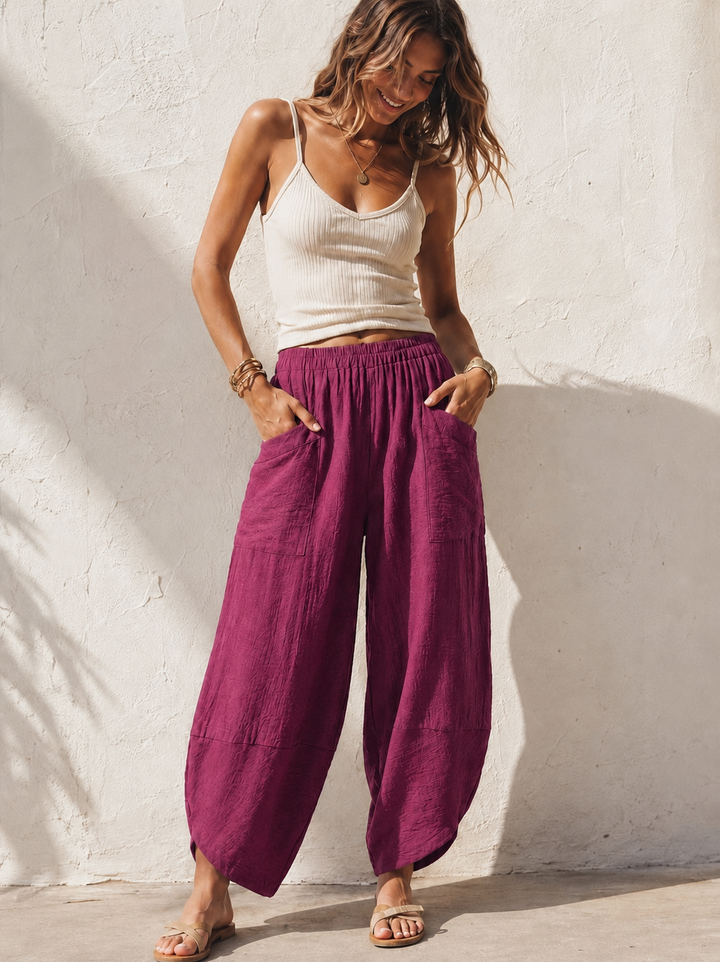 Tahlia Barrel Leg Trousers Plum