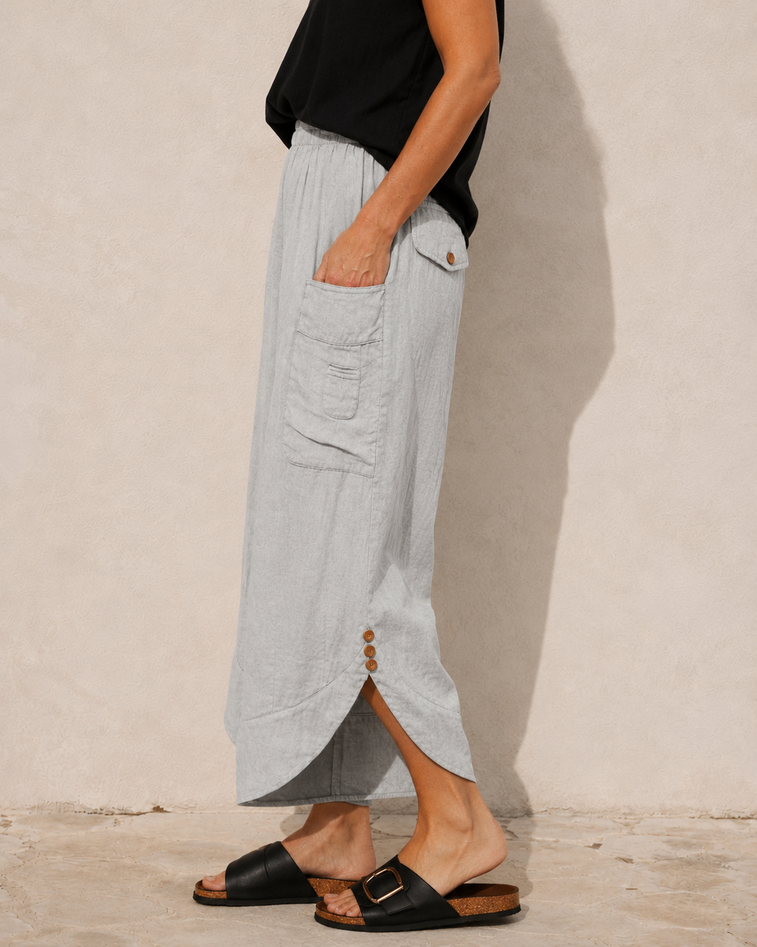 Kayla Linen Cropped Trousers Grey