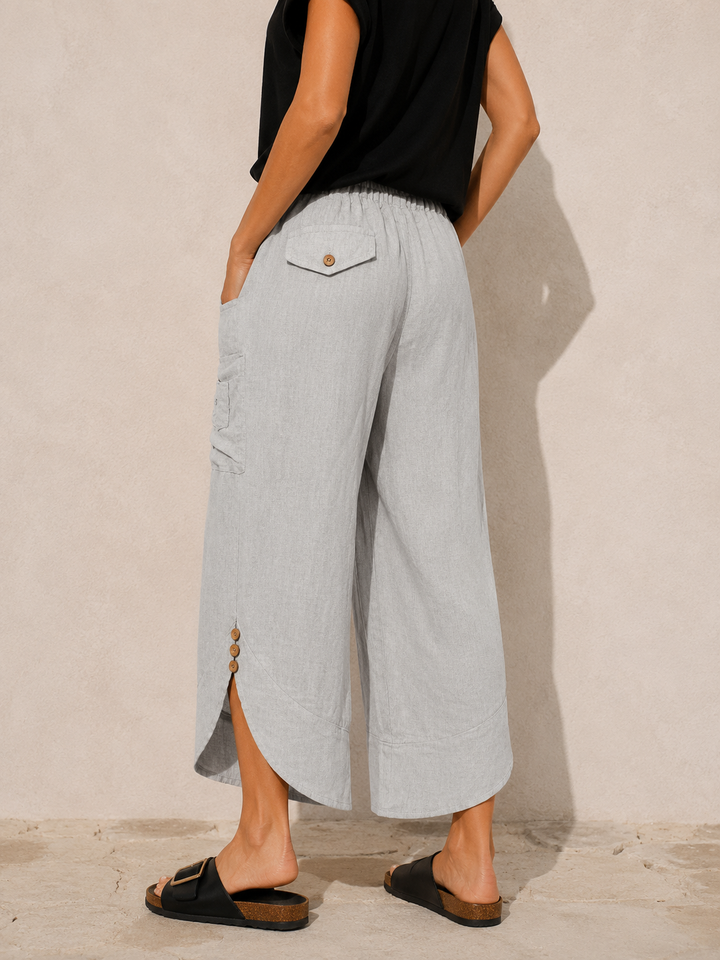 Kayla Linen Cropped Trousers Grey