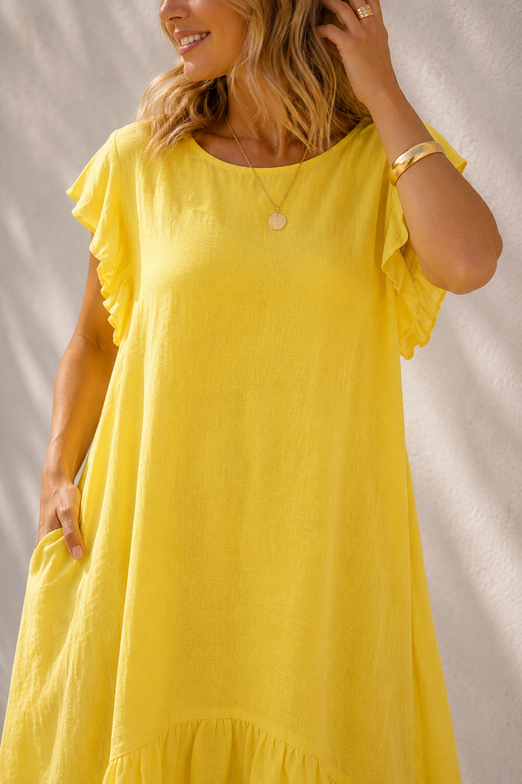 Alexia Linen Frill Dress Marigold