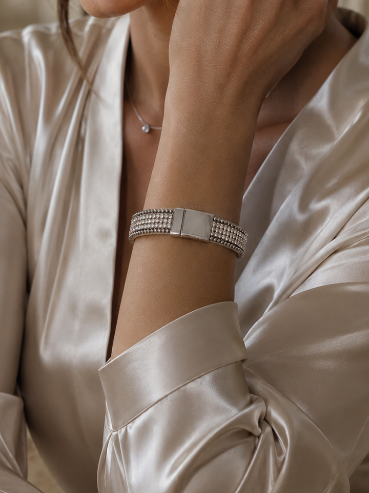 5 Row Magnetic Bracelet Silver
