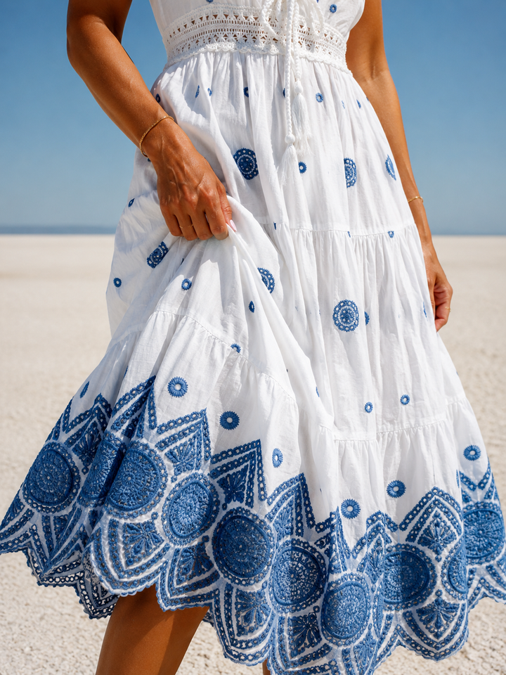 Madina Midi Dress White/Blue