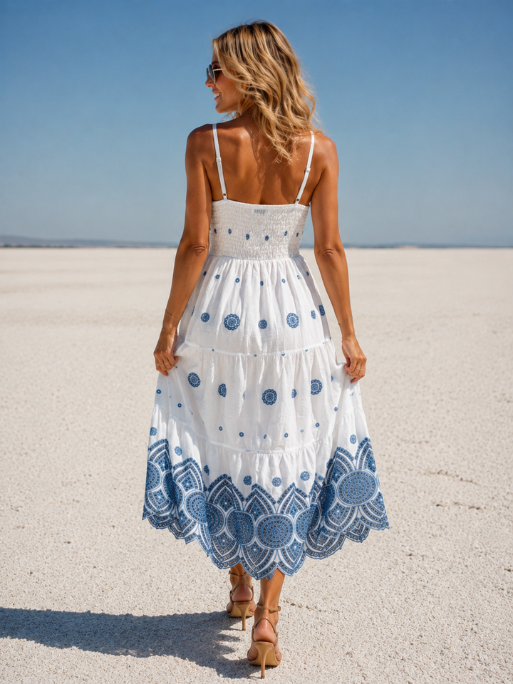 Madina Midi Dress White/Blue