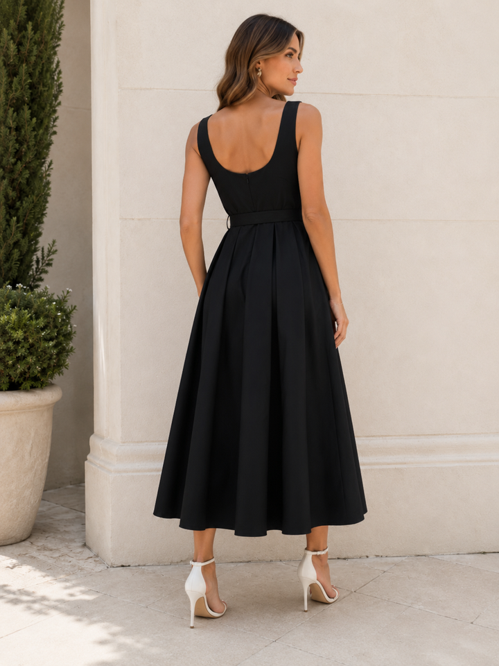 Amelie Belted Dress Black