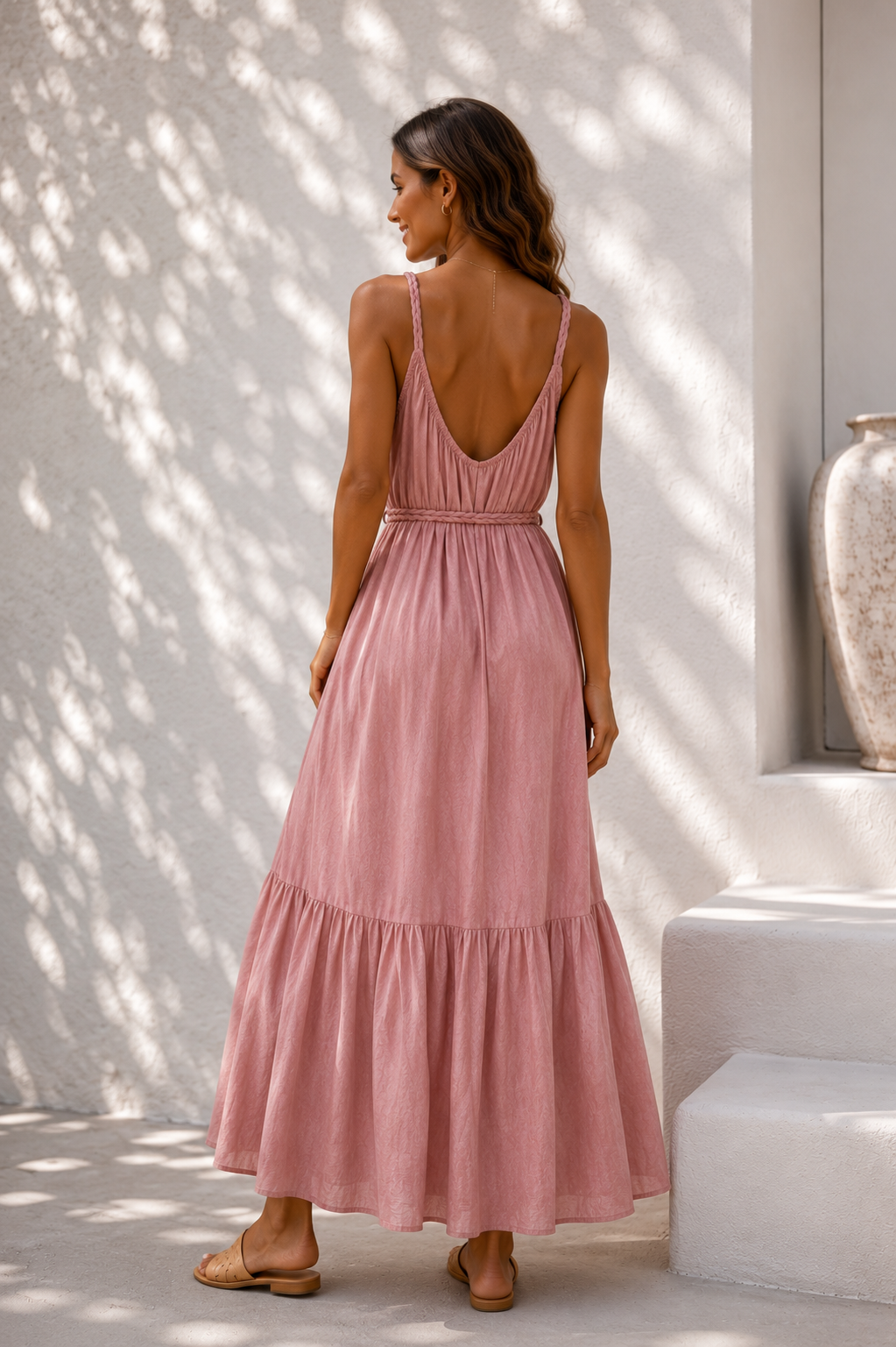 Margot Plait Belt Dress Blush