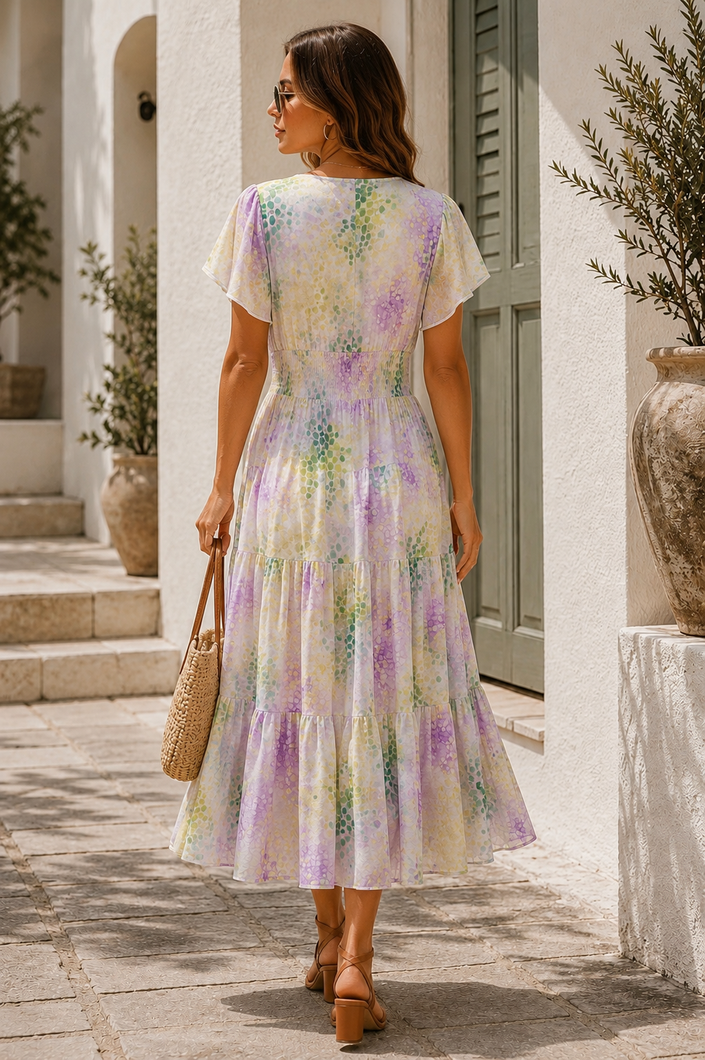 Brisa Animal Print Midi Dress Lilac