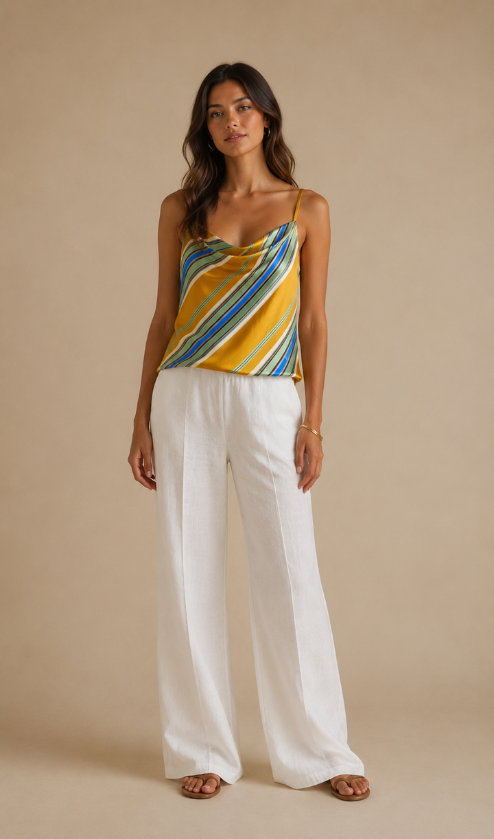 Cosima Silky Stripe Top Ochre