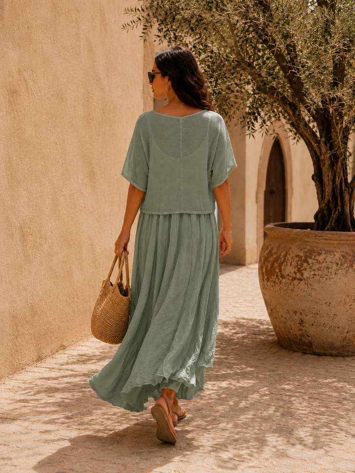 Rosalba Handkerchief Dress Set Khaki