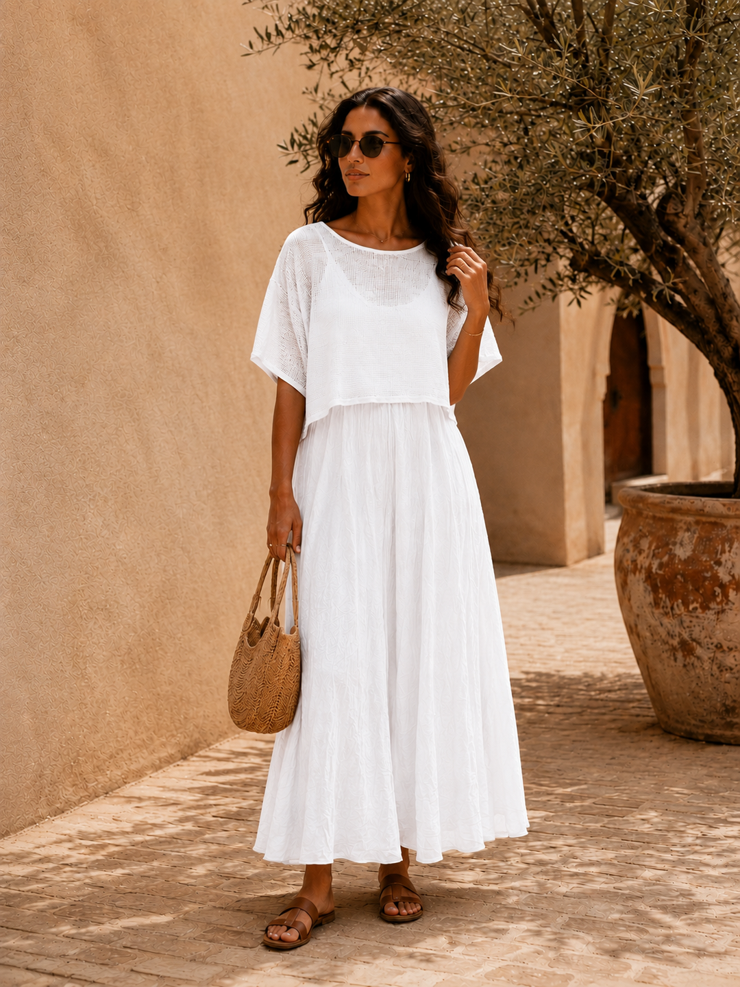 Rosalba Handkerchief Dress Set White