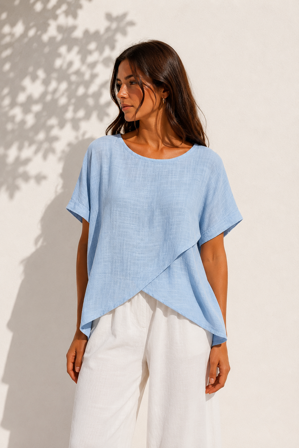 Tessa Cotton Cross Layering Top Blue