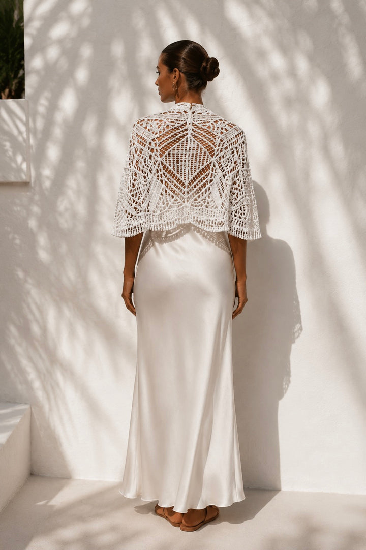 Audrina Crochet Wrap White