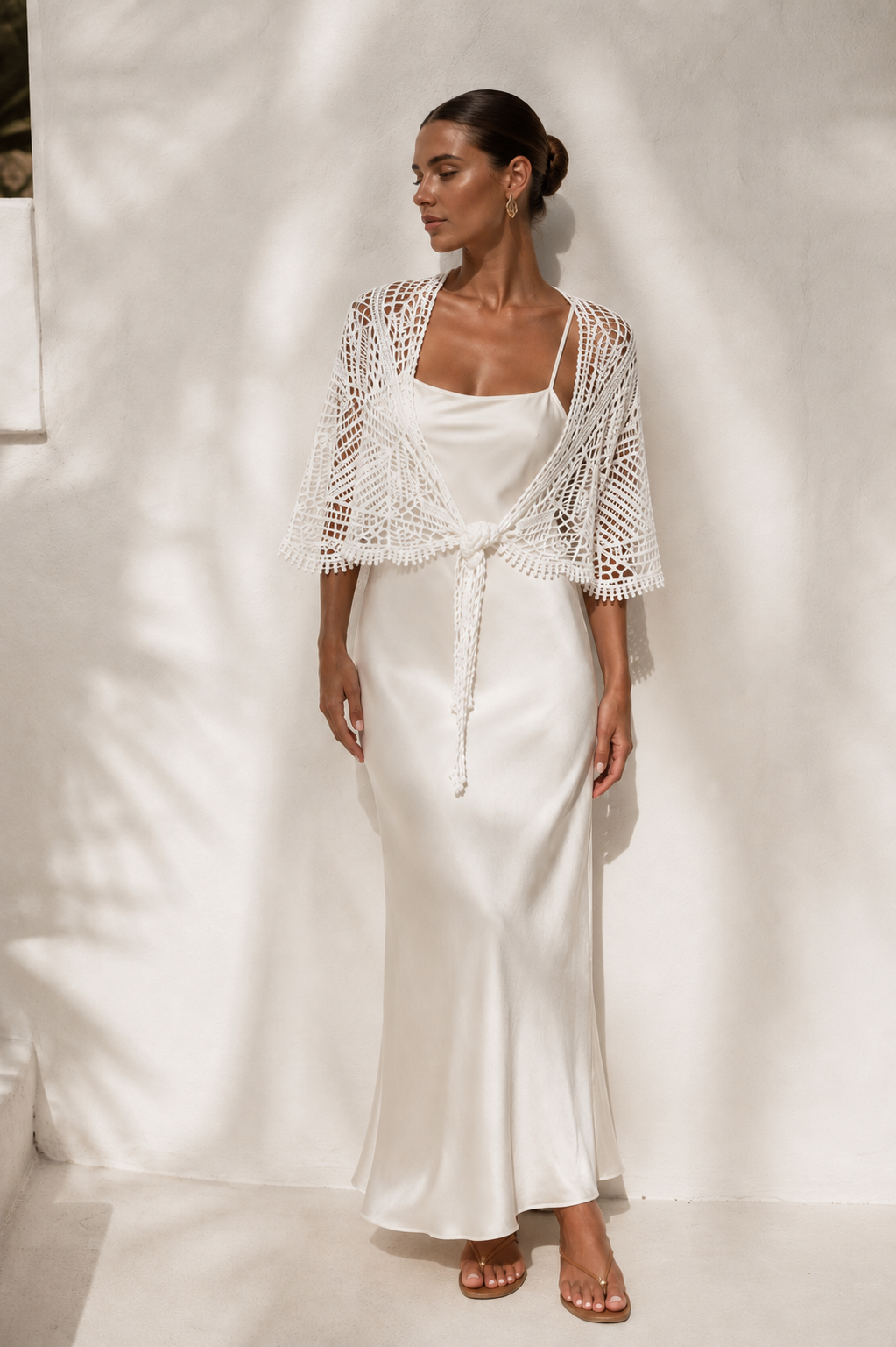 Audrina Crochet Wrap White