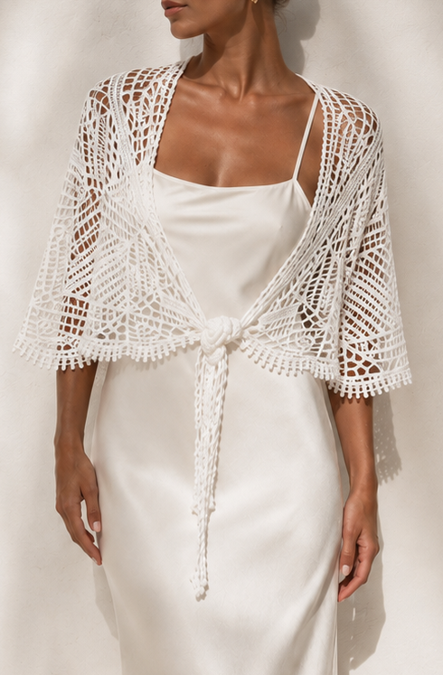 Audrina Crochet Wrap White