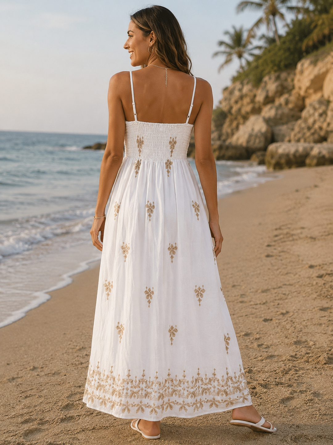 Kaelani Embroidered Dress White