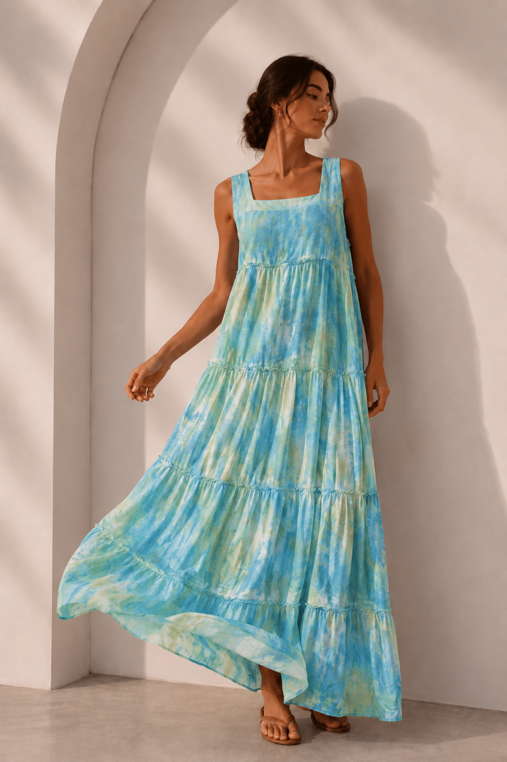 Kartika Tie Dye Maxi Dress Sea Blue
