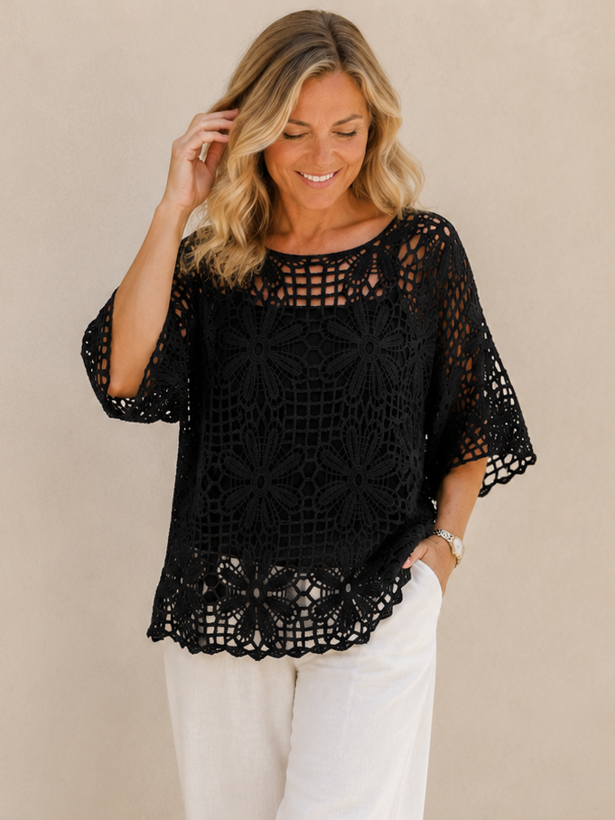 Esther Crochet Top Black