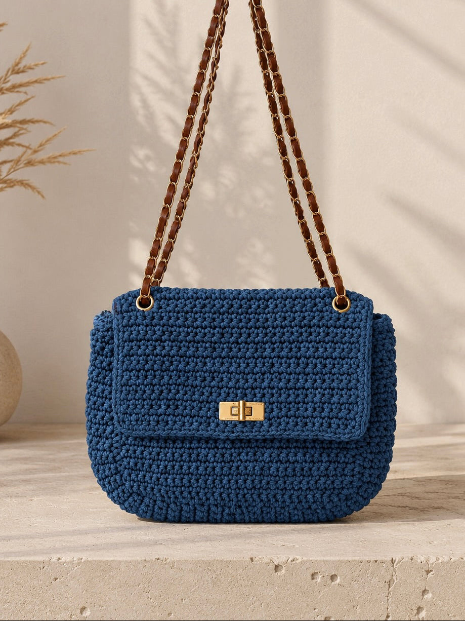 Madilyn Woven Chain Bag Indigo