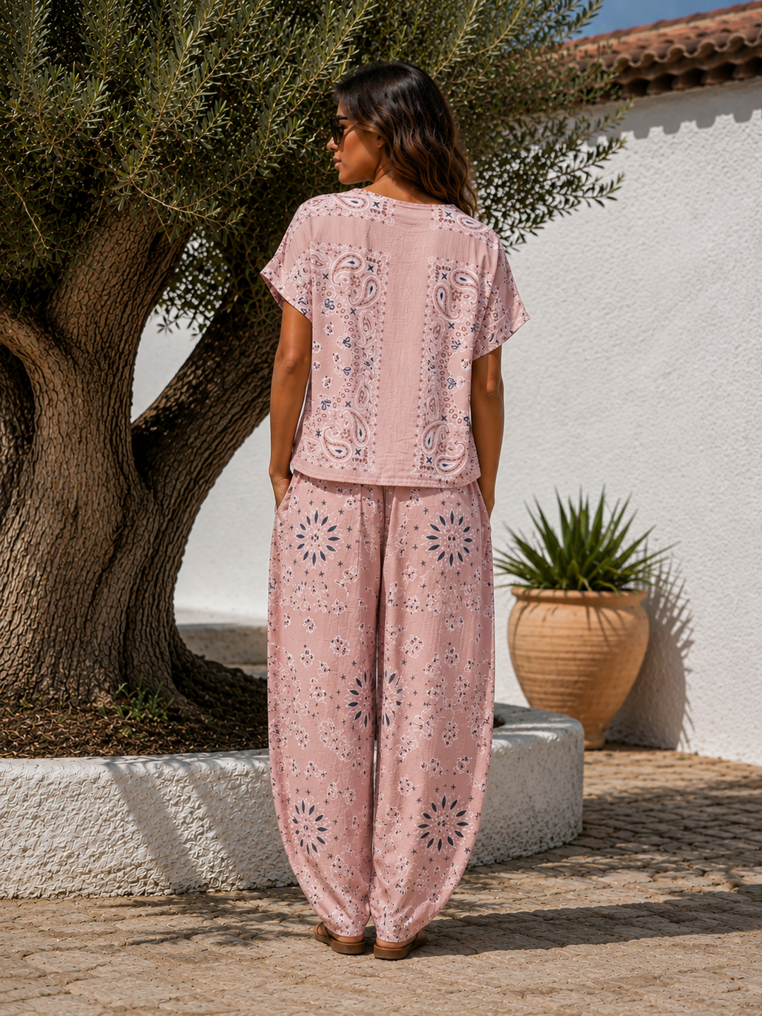 Amelia Bandana Print Co-Ord Pink