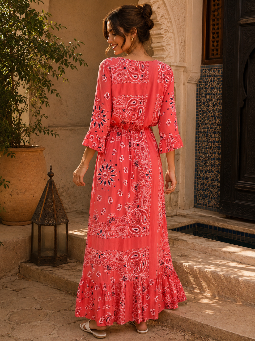 Carmella Bandana Dress Coral