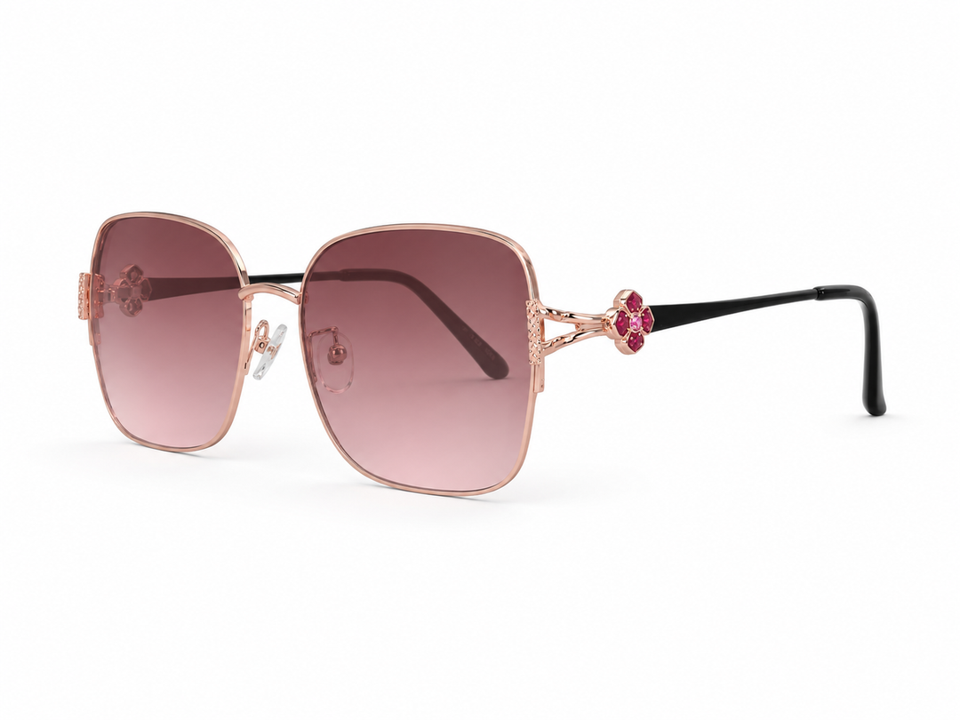 Embellished Clover Sunglasses Rose Gold