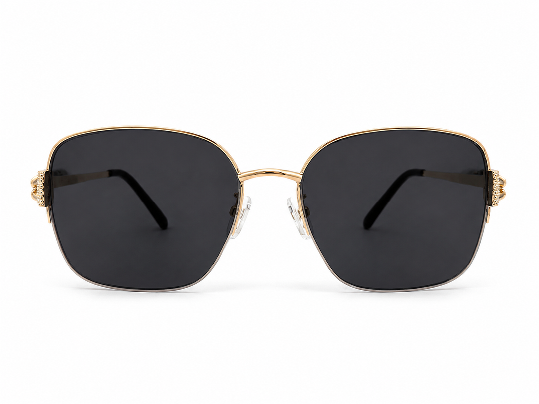 Embellished Clover Sunglasses Black/Gold