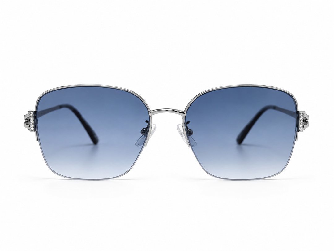 Embellished Clover Sunglasses Silver/Blue