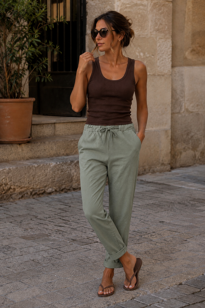 Khaki Plain Magic Pants