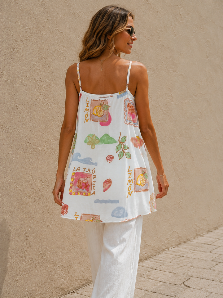 Adelia Postcard Print Top White