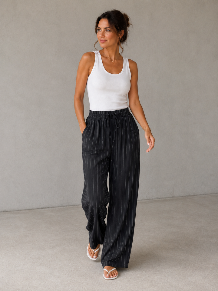 Zya Pinstripe Trousers Black