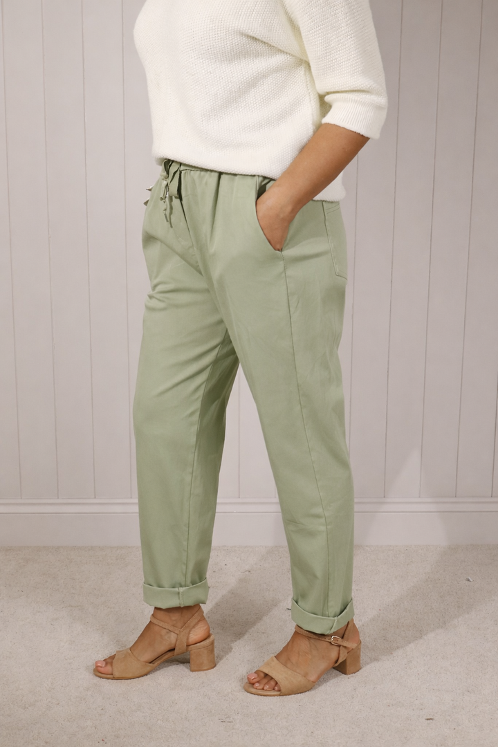 Cotton Stretch Magic Pants Sage